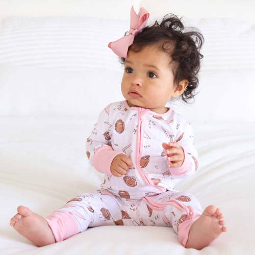 Tiny Touchdowns Convertible Zip Romper | Pink | 6-12 months