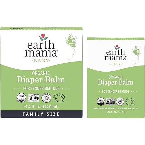 Earth Mama Organic Diaper Balm Multipurpose Baby Ointment Set | EWG Verified, Petroleum & Fragrance Free with Calendula for Sensitive Skin