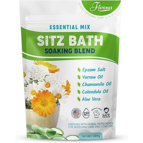 Hemorrhoid Care Postpartum Care Bartholin Cyst Relief - FIVONA Sitz Bath Salt Natural Epsom Blend with Essential Oils Soak - 14.1 oz