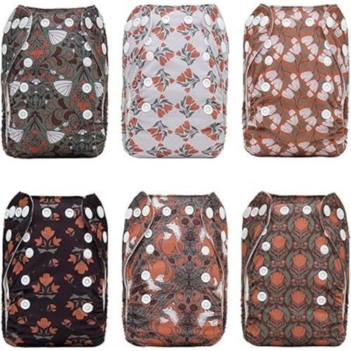 ALVABABY Baby Pocket Newborn for Less Than 12pounds Baby Snaps Cloth Diapers Nappy 6pcs with 12 Inserts 6SVB129