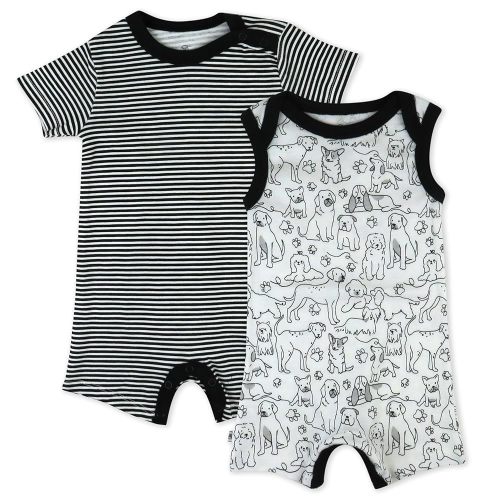 HonestBaby Short Sleeve and Tank Romper 100% Organic Cotton for Infant Baby and Toddler Boys