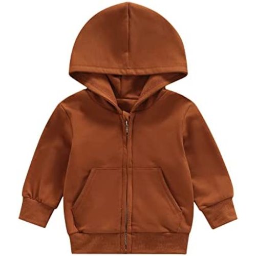 Gueuusu Toddler Baby Zip Up Hoodies Boy Girl Long Sleeve Hooded Sweatshirt Jacket Top with Pocket Kid Casual Outwear Clothes