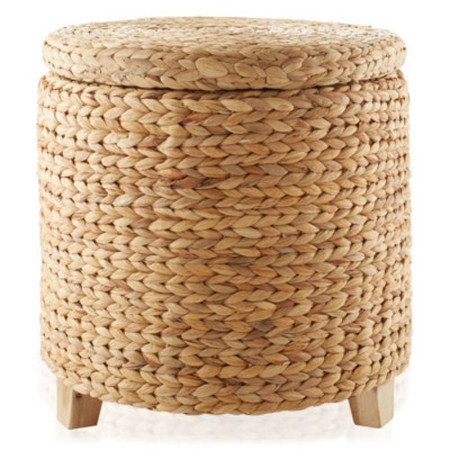 Casafield 17" Round Water Hyacinth Storage Ottoman Footrest with Lid - Natural & Reviews | Wayfair