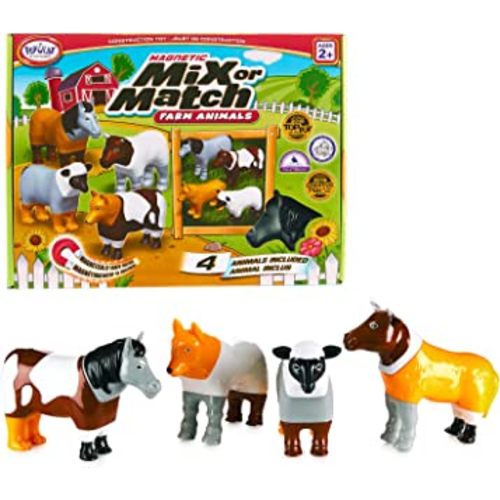 Magnetic Mix or Match Farm Animals Toy Play Set, 16 Pieces