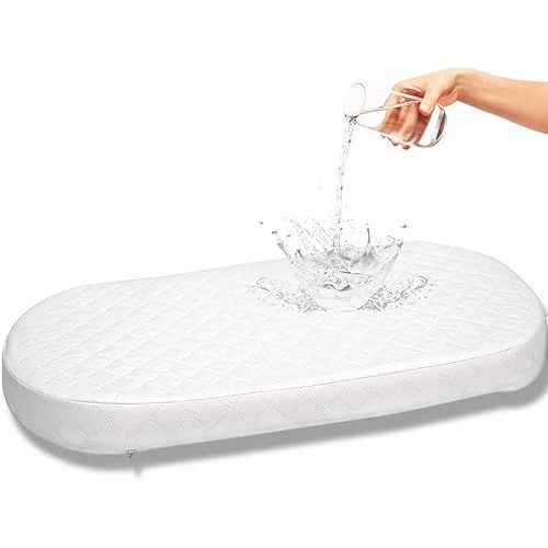 Baby Bassinet Mattress Pad (Oval, 12X29 3-Inch) for Newborn Comfort Breathable Easy Clean Hypoallergenic Waterproof Made in USA