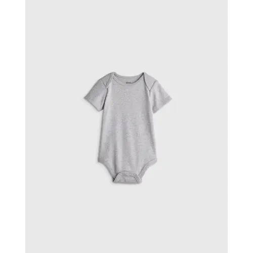 100% Organic Cotton Short Sleeve Bodysuit - Baby in Heather Grey