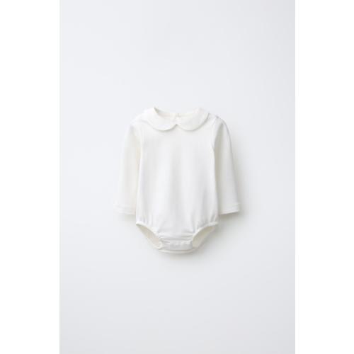 PETER PAN COLLAR BODYSUIT - Oyster-white | ZARA United States 3-6