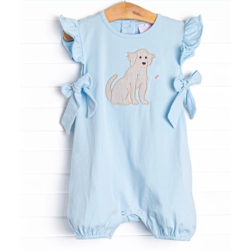 Gingham Golden Applique Bubble Romper, Blue – Stitchy Fish