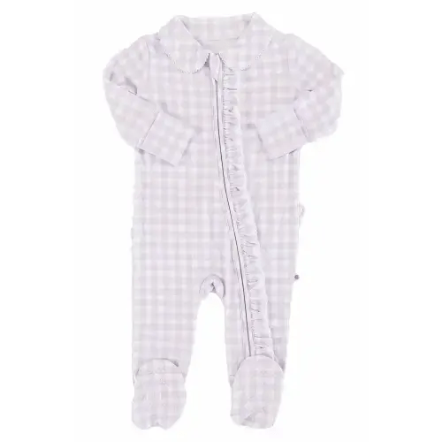 Peter Pan Collar Ruffle Zipper Footie
