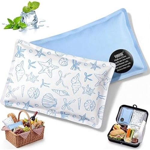 VIHOSE 2 Pcs Soft Ice Packs for Lunch Box and Cooler Bag Reusable Lightweight Long Lasting Cold Bottle Ice Pack for Lunch Box Camping Mailing Coolers