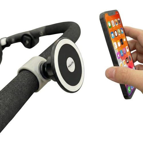 Maxby Stroller Phone Holder with MagSafe-Compatible Mount and Snap-On Clamp