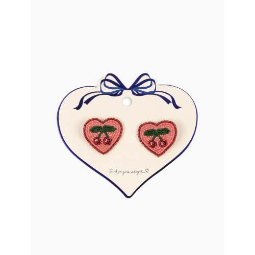 2 Pack Heart Hair Clips in Cherry