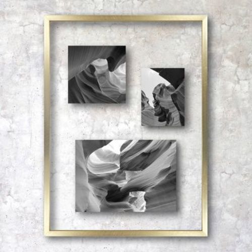15.6"x11.5" Float Thin Metal Gallery Wall Frame Brass - Threshold™: Modern Wall Decor, Sawtooth Mount