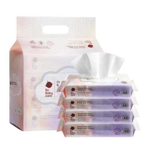 Bc Babycare Dry Wipes for Adults and Babies, Soft, Hypoallergenic, Dual-Use, 192ct (48ct, 4 Pack)