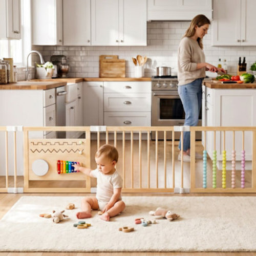 Playpen for Babies And Toddlers, Adjustable, Foldable Wooden Baby Playpen Activity Center & Reviews | Wayfair