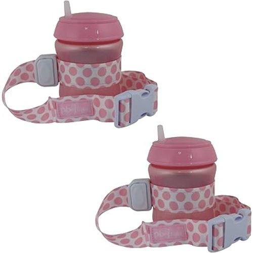 SippyPal Sippy Cup Holder Strap Leash Tether (Pink Dots 2-Pack)