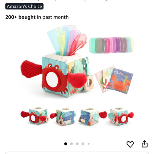 Baby Tissue Box Toy, Montessori Sensory Toys for 6-12 Months, 6 Month Old Baby Must Haves, with Crinkle Paper, Silk Scarves, Safety Mirror, Perfect Early Learning Gift