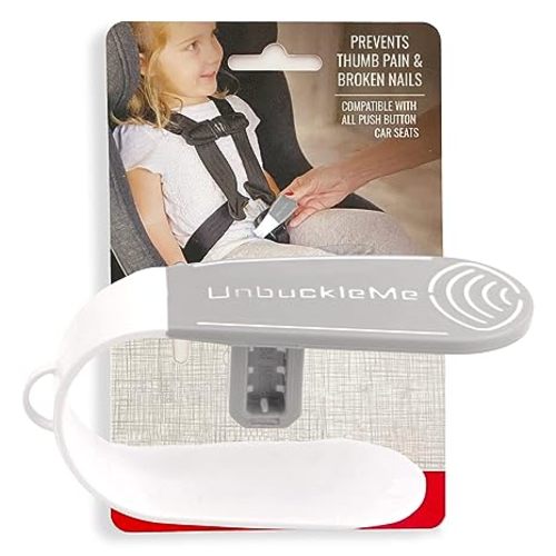 UnbuckleMe Car Seat Buckle Release Tool - Easy Opener Aid for Arthritis, Long Nails, Older Kids - Button Pusher for Infant, Toddler, Convertible 5 pt Harness car Seats - As Seen on Shark Tank (Gray)