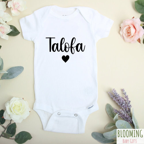 Samoan Baby Bodysuit, Talofa [means &quot;Hello&quot;] Samoa Baby Clothing, Pregnancy Announcement Outfit, Samoan Baby Gift, Sz 0-3 M