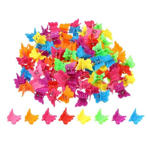 Unique Bargains Girls Mini Hair Clips Butterfly Shaped Cute Hair Accessories Multicolor 100 Pcs