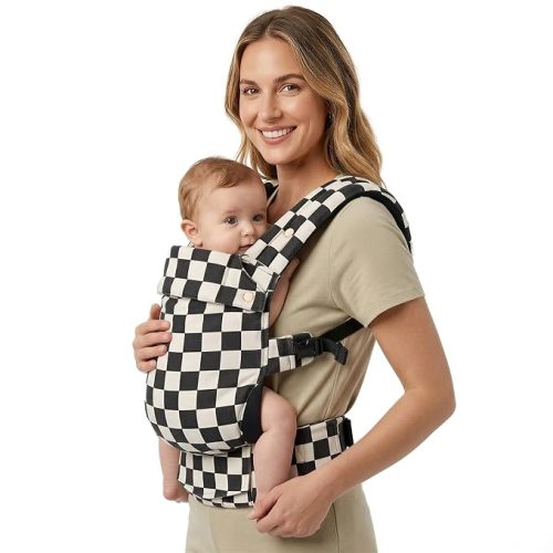 Baby Carrier Newborn to Toddler- 100% Pure Cotton Double-Side Skin-Friendly Baby Carrier,3 Carry Positions Newborn Carrier, Ergonomic,Cozy and Lightweight Infant Carrier for 7-40lbs,Checkerboard