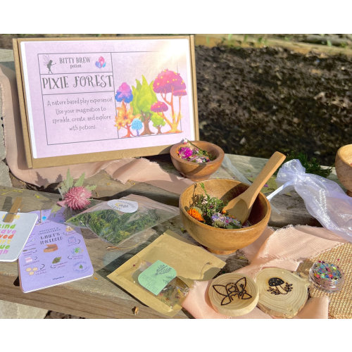 Fairy Potion Kit for Kids | Sensory Play Kit | Magic Pixie Forest Potion Set | Nature Activity | Waldorf Inspired Toy | Gift for Girls Boys