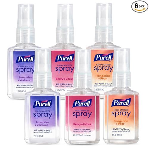PURELL Hand Sanitizer Spray, Infused with Essential Oils, Scented Variety Pack, 2 fl oz Travel-Size Bottle (Pack of 6) - 2026-04-ECMP