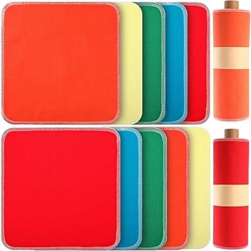 Redbaker 50 Pcs Reusable Paper Towels Paperless Reusable Cotton Cloths Toilet Absorbent Washable Paper Towels with Roll Kitchen Dishcloth for Kitchen Paperless Dishcloths(Bright Colors)