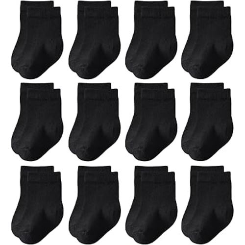 hoomore Baby Crew Socks 12-Pack,Newborn Baby Boys Girls Socks 0-3/3-6 Months,No Polyester,Soft Skin-Friendly,Combed Cotton
