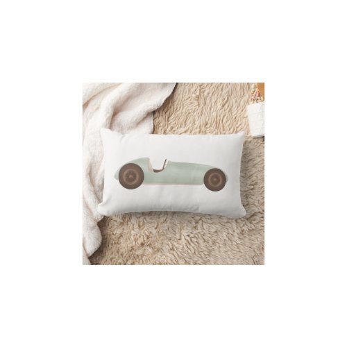 Green Vintage Race Car Boys Room Decor Lumbar Pillow | Zazzle