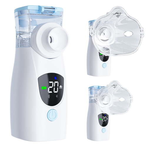 Portable Handheld Mist Device with digital display for Home Use Quiet Mesh Atomizer for Adults & Kids Blue