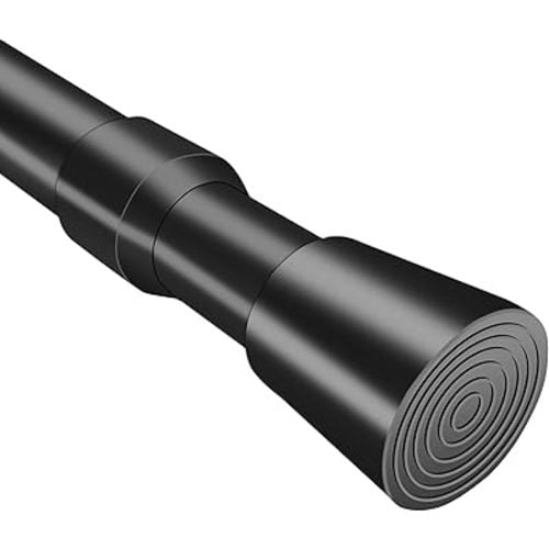Small Tension Rods 16 to 28 Inches, Adjustable Short Extension Curtain Rod, Heavy Duty Spring Loaded Mini tension rods for Windows, Curtain, Closet, Clothes, Diameter 1inch, Black