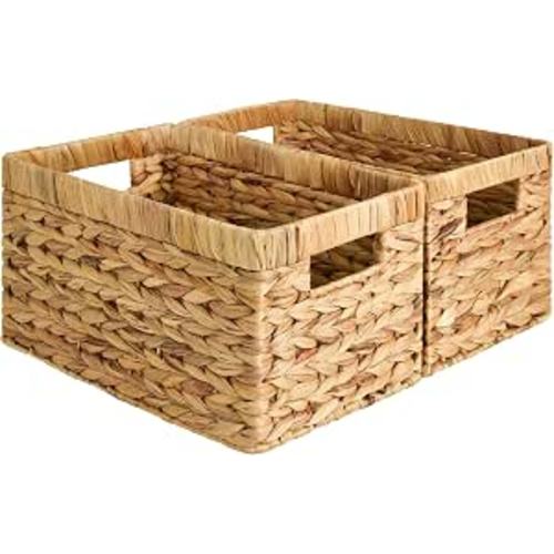 StorageWorks Wicker Baskets, Wicker Storage Baskets for Shelves, 2-Pack