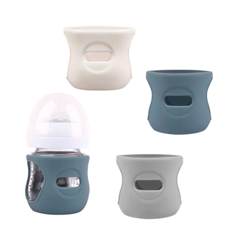 3 Pack Silicone Sleeves for Avent Natural Glass Baby Bottles, Anti Breakage Baby Bottle Holder, Compatible Philips Avent Glass Natural Baby Bottle 4 oz(Grey+Dark Blue+Apricot)