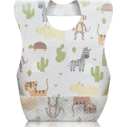 Disposable Baby Bibs, Disposable Bibs for Baby Boys and Girls Disposable Travel Bibs, Disposable Paper Bibs for Toddlers Baby Disposable Bibs, 20 PCS White