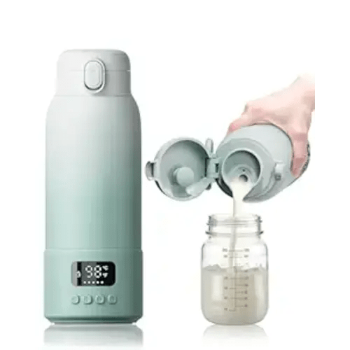 Portable Bottle Warmer Extended Battery Life - Dual Heating Modes for Breast Milk & Water, 17 Ounces, Fast Heating, Ideal for Travel, Outdoor, Baby Shower, Green