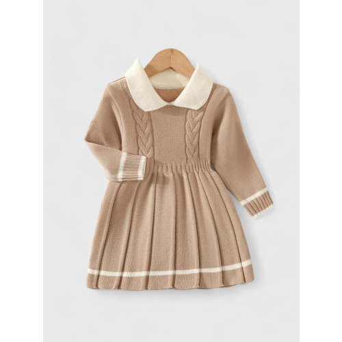 Baby Girl Knit Collar Pleated Dress