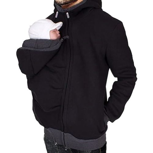 amropi Mens Kangaroo Jacket for Dad and Baby Carrier Hoodie Pullover Sweatshirt
