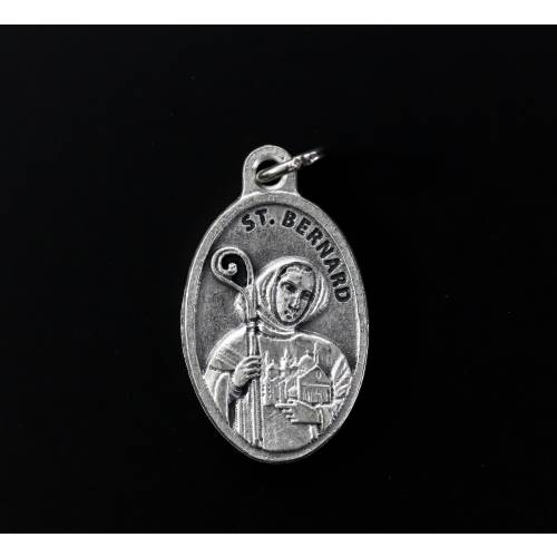 Saint Bernard of Clairvaux Medal - Patron of Bees and Beekeepers - Oxidized Silver Plate Made in Italy