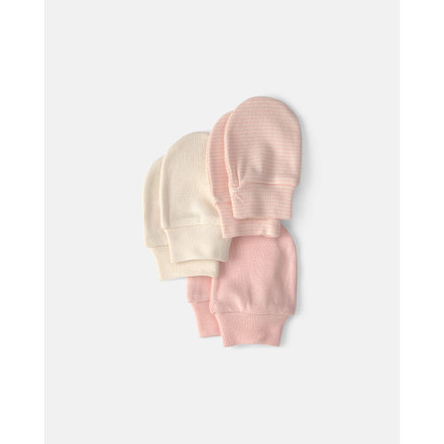 Baby Girl 3-Pack Mitts - Pink/Ivory