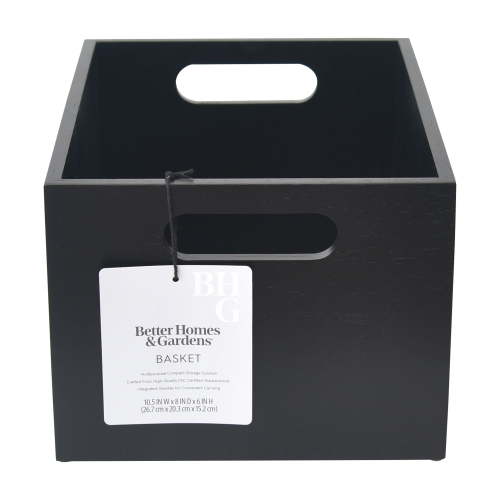 Better Homes & Gardens Rubber Wood Storage Basket, Charcoal