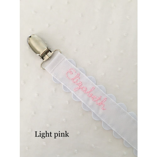 Ric Rac Monogrammed Pacifier Clip Holder Embroidered Name