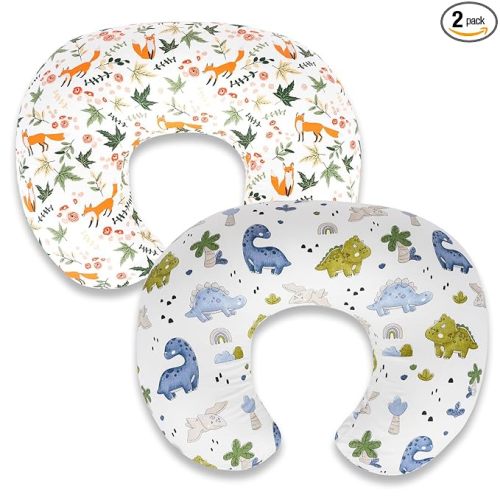 Nursing Pillow Covers 2 Pack – Soft Breathable Cotton, Fits Standard Breastfeeding Pillows, Washable & Hypoallergenic for Newborn Baby Girls & Boys,Cover Only