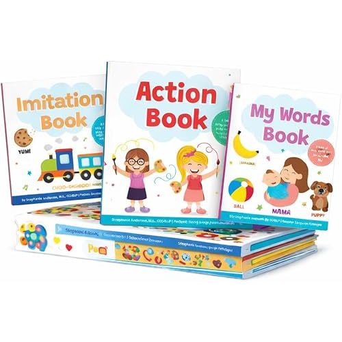Toddlers Speech Board Book Bundle for Toddlers Ages 0–4 – First Words, Verbs & Imitation Learning Books by a Speech Therapist - Action Book - My Words Book - Imitation Book (3-Book Set) Product Bundle