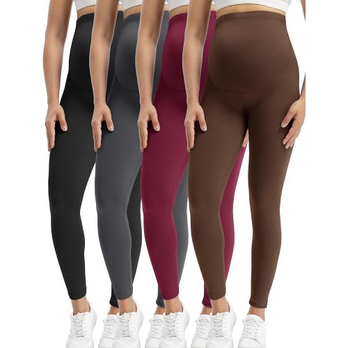 Buttergene 4 Pack Women's Creamlush Maternity Leggings Maternity Yoga Pants Pregnancy Leggings Maternity Clothes