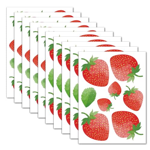 AOWDIAO 80 Pcs Strawberry Wall Decals – Peel and Stick for Bedroom, Kitchen, Bathroom & Nursery – Cute Strawberry Decor for Home & Party