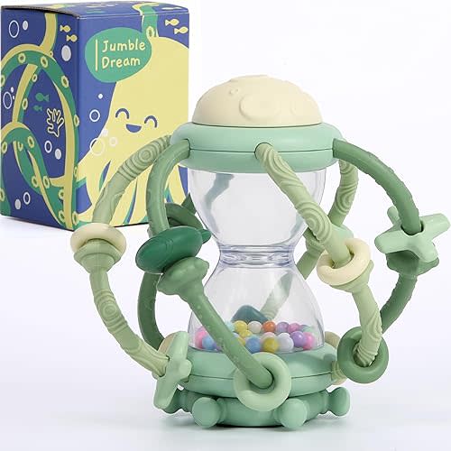 Baby Teething Toy & Rattle by Jumble Dream – BPA-Free Teether Silicone Sensory Toy for Babies – 0–12 Months Infant Toy – Soft, Safe, Travel-Friendly –Baby Essential Gift Jumble Jiggle