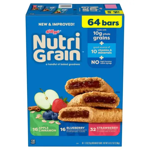Kellogg's Nutri-Grain Soft Baked Breakfast Bars, 1.3 oz, 64-count | Costco