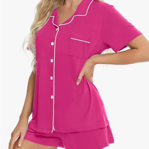 SWOMOG Womens Button Down Pajamas Set Short Sleeve Sleepwear Bride Soft Pj Lounge Sets XS-3XL