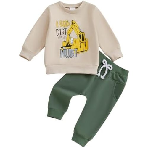 Sejardin Toddler Baby Boy Clothes Cute Fall Winter Outfit 6 12 18 24M 3T Letter Long Sleeve Sweatshirts and Jogger Pants Set